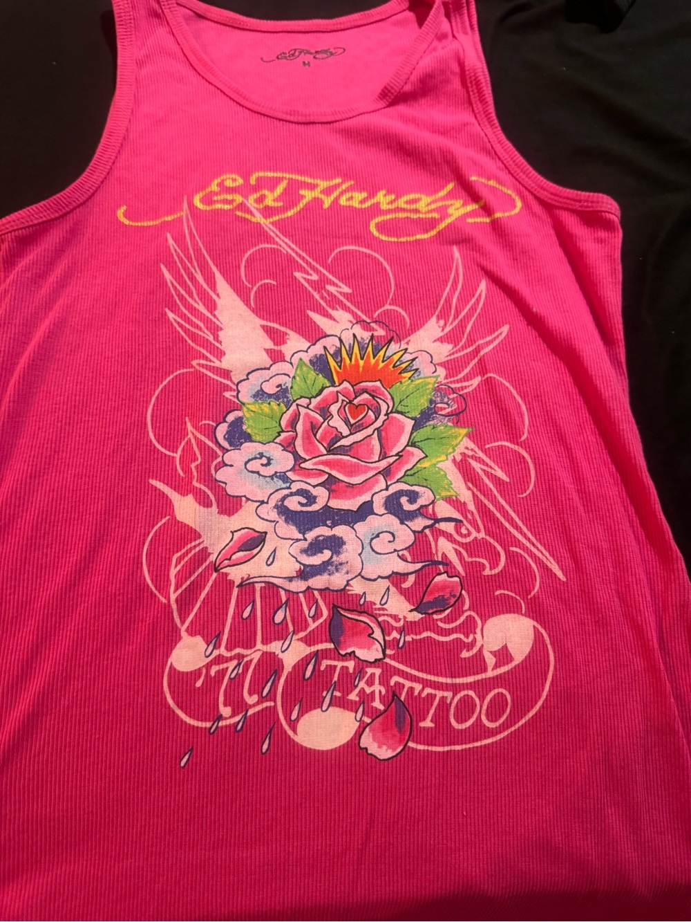 Ed Hardy Pink Graphic Rose Tank Top for Kids